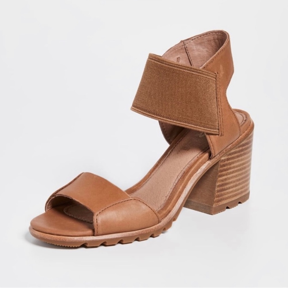 SOREL Nadia Block Heel Sandals Camel Size 9.5 - Picture 3 of 10